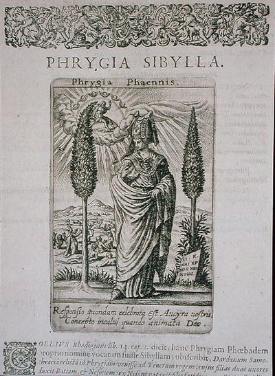 Phrygia Sibylla，Jean-Jacques Boissard的《De Divinationewet Magicis Praestigiis》中的插图副本。 作者 西奥多·德（之后）布瑞