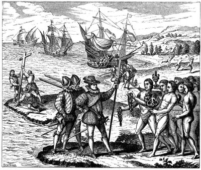 热那亚探险家克里斯托弗·哥伦布（Christopher Columbus），发现美国，1492年5月12日1590 作者 西奥多·德布瑞