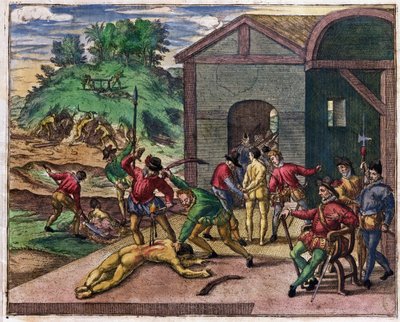 西班牙殖民者对印度人的残酷，墨西哥，1550年 作者 西奥多·德布瑞