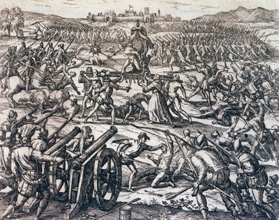 11月16日，弗朗西斯科-皮萨罗（约1475-1541年）的部队在卡哈马尔卡战役中俘获印加皇帝阿塔瓦尔帕。 作者 西奥多·德布瑞