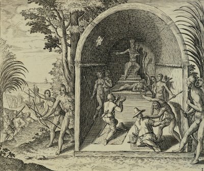 葡萄牙航海家抵达埃塞俄比亚，插图来自Antonio Pigafetta的Indiae Orientalis，作者：Theodore de Bry 作者 西奥多·德布瑞