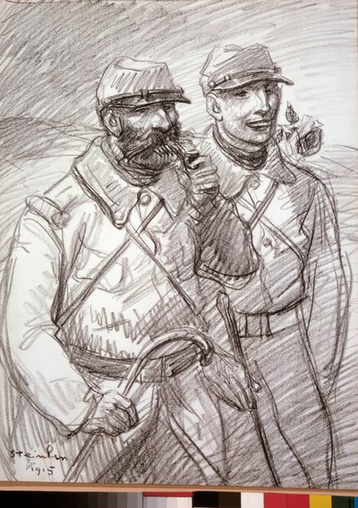 第一次世界大战：“1915 年的毛茸茸”，法国士兵。 Theophile Alexandre Steinlen (1859-1923) 的绘画 作者 西奥菲勒·亚历山大·斯坦伦