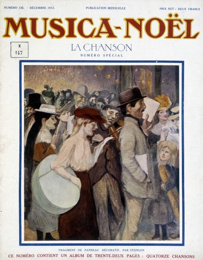 杂志“musica Noel”，1913 年 12 月的编号特别歌曲。封面由来自 Steinlen 的装饰面板碎片组成。 作者 西奥菲勒·亚历山大·斯坦伦