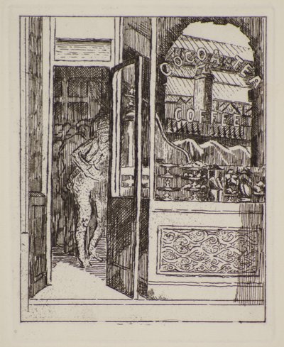 Coffee Bar, 20th century (etching) 作者 特蕾丝·雷索（Therese Lessore）