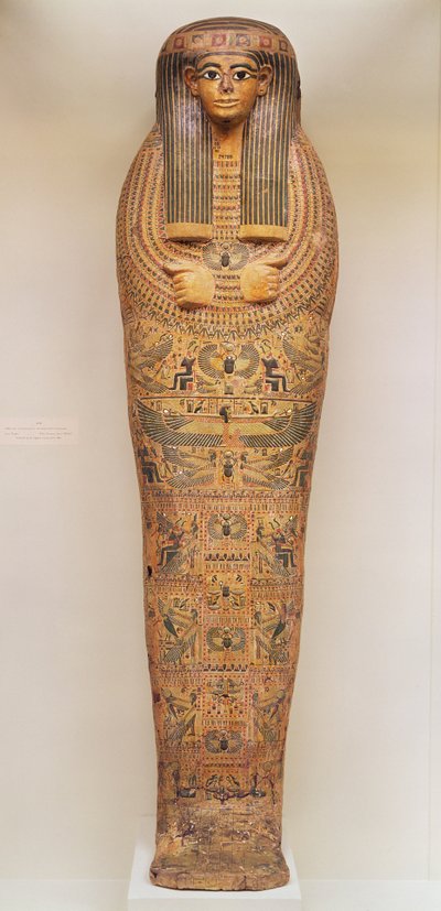 埃及棺材的一个未命名的人装饰着仪式场景，公元前1050年（木材） 作者 Third Intermediate Period Egyptian
