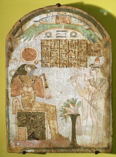 Stela描绘Tachenes在公元前900年的神Re-Horakhty之前祈祷（漆木） 作者 Third Intermediate Period Egyptian