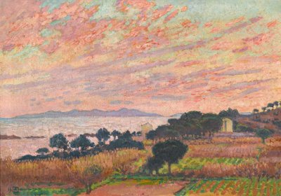 日落时的海湾 圣克莱尔，1916年。 作者 范·雷塞尔伯格（Théovan Rysselberghe）