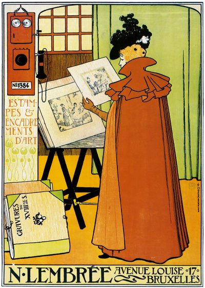 布鲁塞尔Lembree艺术商店的广告海报 作者 范·雷塞尔伯格（Théovan Rysselberghe）