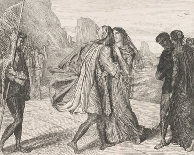 哦，我美丽的战士！：板块5来自《奥赛罗》第二幕第一场，1844年蚀刻的，1900年重印的。 作者 蒂奥多·切塞留