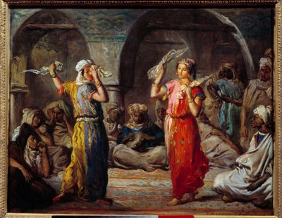 东方主义："组织舞蹈。摩洛哥舞者" 绘画：Theodore Chasseriau (1819-1856) 19世纪 太阳。0,32x0,4米 作者 蒂奥多·切塞留