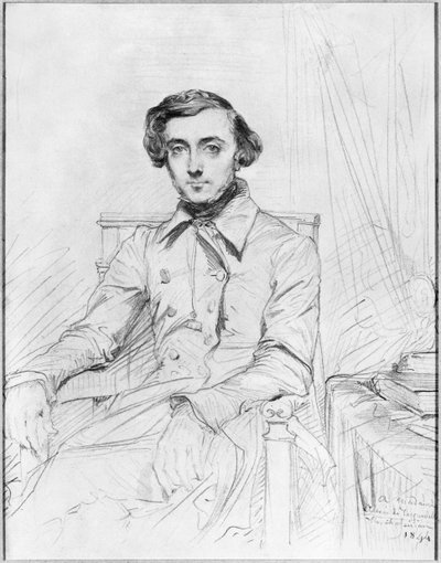 Charles Alexis Henri Clerel de Tocqueville的肖像，1844年（纸上的黑铅） 作者 蒂奥多·切塞留