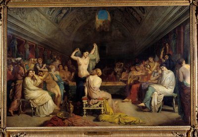 温水室。 妇女在古罗马时期的温水浴中重聚。 Theodore Chasseriau (1819-1856) 的绘画。 布面油画 作者 蒂奥多·切塞留