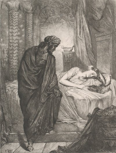 然而她必须死：《奥赛罗》第5幕第2场的图版11，1844年蚀刻，1900年重印。 作者 蒂奥多·切塞留