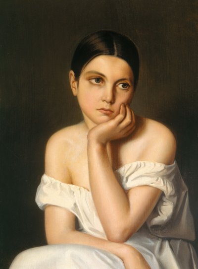 少女（忧郁），约 1833-35 年（纸板油画） 作者 蒂奥多·切塞留
