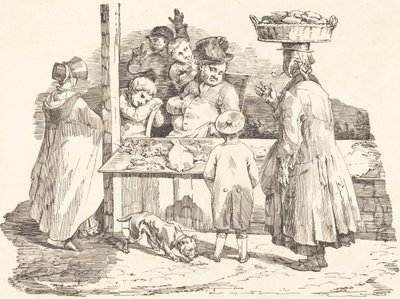 打瞌睡的鱼贩(Le marchand de poissons endormie) 作者 Théodore Gericault 和 Nicolas Toussaint Charlet