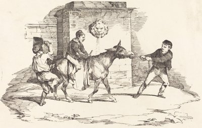 三个孩子和一头驴子玩耍（Trois enfants jouant avec un ane） 作者 Théodore Gericault 和 Nicolas Toussaint Charlet