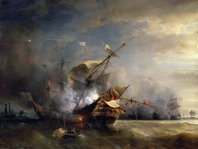 1707年10月21日，康沃尔郡蜥蜴角附近的海战 作者 让·安托万·西奥多·古丁