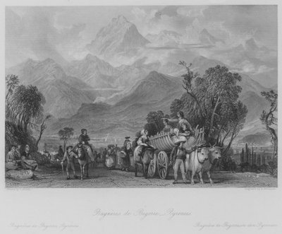 比利牛斯山脉Bagneres de Poigorre（雕刻）。 作者 托马斯（后）Allom