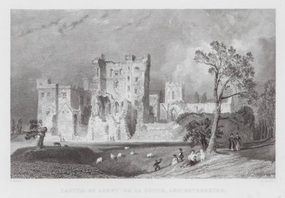莱斯特郡Ashby de la Zouch的城堡（雕刻）。 作者 托马斯（后）Allom
