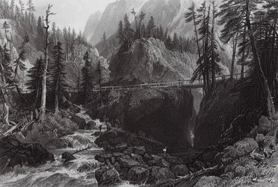 西班牙桥，比利牛斯山脉（雕刻） 作者 托马斯（后）Allom