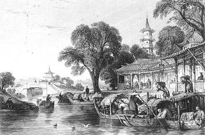 胡陈的丝绸农场，由J. Tingle雕刻（雕刻）。 作者 托马斯（后）Allom