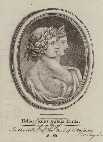 Heliogabalus、罗马皇帝和皇后 Julia Paula（雕刻） 作者 托马斯（后）沃里奇
