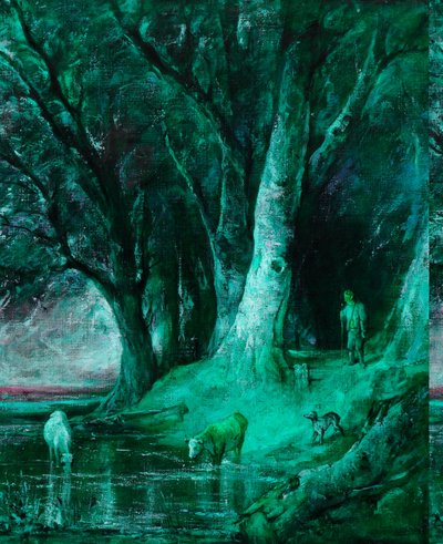 树林的边缘（布面油画） 作者 托马斯 (attr.to) 墓地