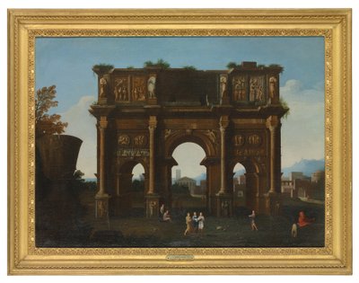 君士坦丁拱门的建筑随想曲（布面油画） 作者 托马斯·布兰切特（Thomas Blanchet）