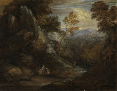 想象中的风景，c1880-1920（布面纸上油画） 作者 托马斯（追随者）庚斯博罗