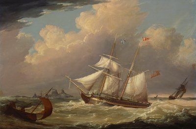 1828年，英国双桅船“指南”驶入德国的易北河 作者 托马斯·A·宾克斯