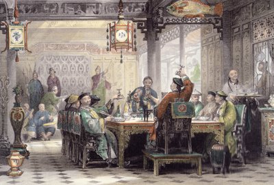 普通话中的晚宴，来自George Newenham Wright（1790-1877）的“中国在一系列观点”，由G. Paterson雕刻，1843年 作者 托马斯·阿隆