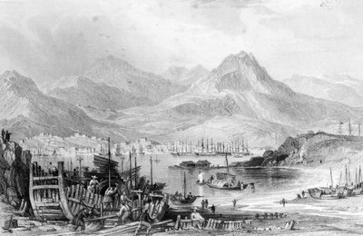 来自Kow-loon的Hong-Kong，由Samuel Fisher雕刻 作者 托马斯·阿隆