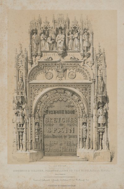 西班牙风景如画的素描：标题页，1837年。 作者 托马斯·阿隆