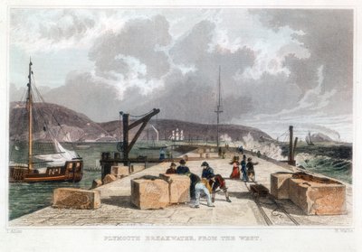 西方的普利茅斯防波堤，1829年 作者 托马斯·阿隆