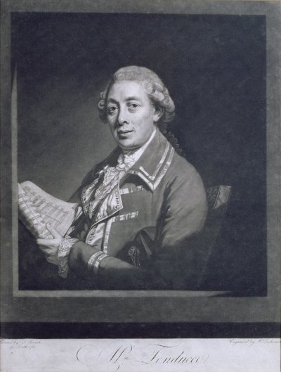 Giusto Ferdinando Tenducci（c.1735-90）的肖像，意大利阉人，由William Dickinson（1746-1823）雕刻，1782年 作者 托马斯海滩