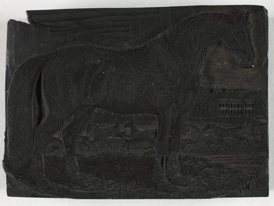 四足动物通史》中的《黑马》木刻版画 作者 托马斯·贝威克