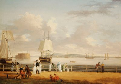 纽约炮台和海港，c.1811-1812年 作者 托马斯·伯奇