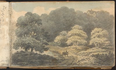 风景和人物研究专辑坦布里奇韦尔斯附近有马和车的风景画 作者 托马斯布拉德肖