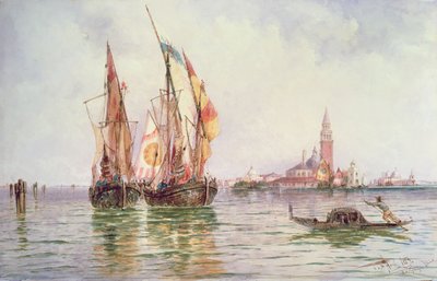 在圣乔治Maggiore，威尼斯附近的渔船 作者 托马斯·布什·哈迪