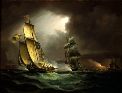 被快艇追赶的走私者 作者 托马斯·巴特沃斯（Thomas Buttersworth）