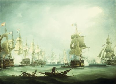特拉法加战役，1805年， 作者 托马斯·巴特沃斯（Thomas Buttersworth）
