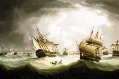 特拉法加海战，1805 年 10 月 21 日，行动结束，19 世纪早期（布面油画） 作者 托马斯·巴特沃斯（Thomas Buttersworth）