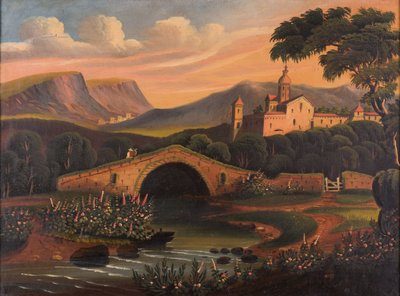意大利场景与桥，1840-1860 作者 托马斯·钱伯斯