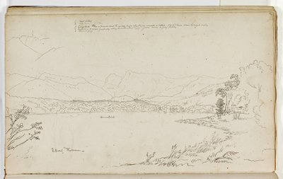 1829年，英格兰湖区温德米尔的负责人（纸笔上的铅笔和墨水） 作者 托马斯·科尔