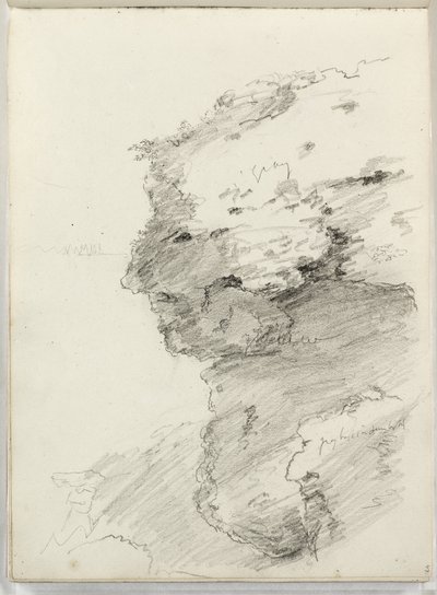 无题（有叶子的悬崖细节）1831（纸上铅笔） 作者 托马斯·科尔