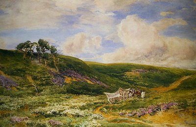 有车的风景（纸上水彩） 作者 托马斯·科利尔