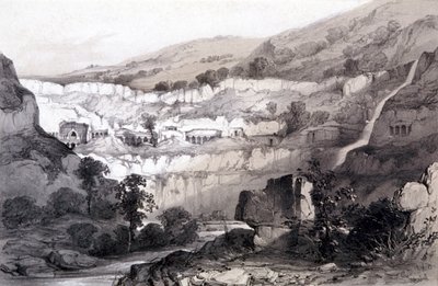 印度Ajunta的石窟景观，1844年 作者 托马斯·科尔曼·迪布丁