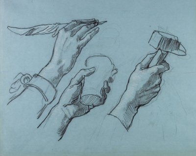 三手研究，c。 1876年 作者 托马斯·库蒂（Thomas Couture）
