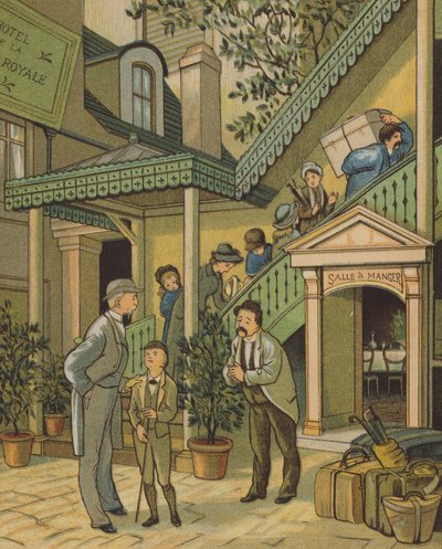 卡昂：酒店（彩色印刷）。 作者 托马斯·克莱恩（Thomas Crane）