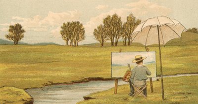 家庭生活。孩子们在庄园的地面上绘画 作者 托马斯·克莱恩（Thomas Crane）